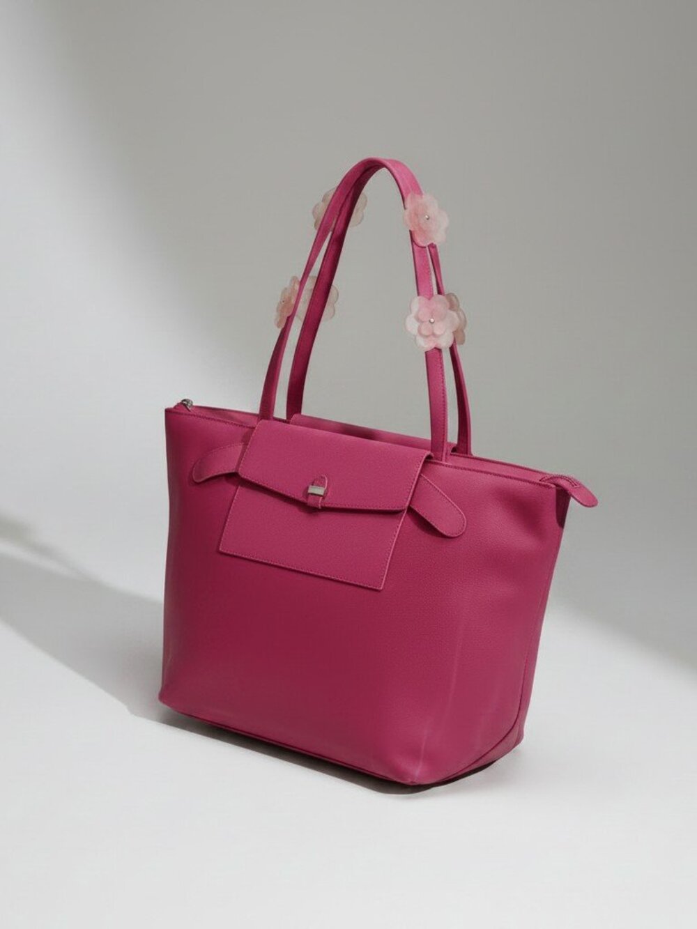 NWT TUMI Foldable Tote Fuchsia Pink Nylon Leather Trim Packable Travel Bag